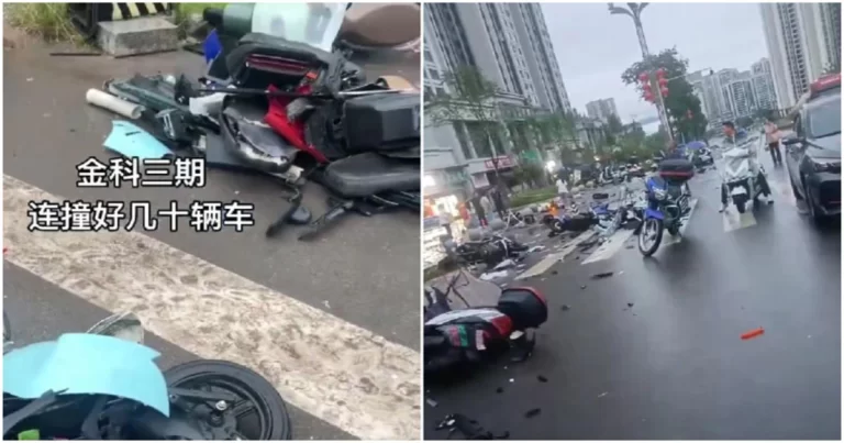 Mobil Melaju Kencang Melewati Kompleks Perumahan di Guang’an, Sichuan, Tiongkok, Menabrak Puluhan Kendaraan (Video)