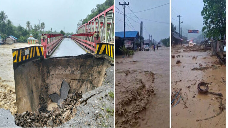 Banjir Dahysat dan Longsor Secara Bersamaan Menerjang Sumatera Utara, Menghantam Rumah Hingga Menyeret Kenderaan 