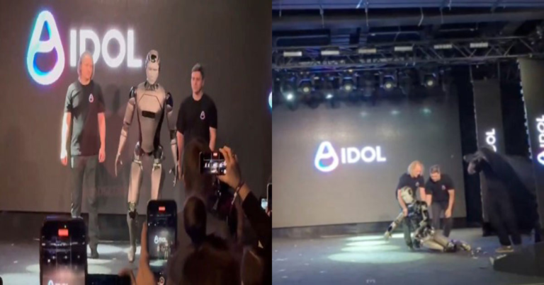 Video : Robot Humanoid Rusia Jatuh Saat Diperkenalkan — Komponennya Berhamburan di Atas Panggung 
