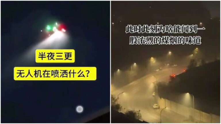 Apa yang Sedang Direncanakan Partai Komunis Tiongkok ? Drone Terlihat Menyemprotkan Kabut pada Malam Hari di Beberapa Provinsi dan Kota di Daratan Tiongkok Hingga Tercium Bau Terbakar