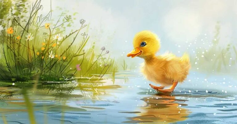 Kisah Inspiratif: Anak Bebek Kuning Belajar Berenang