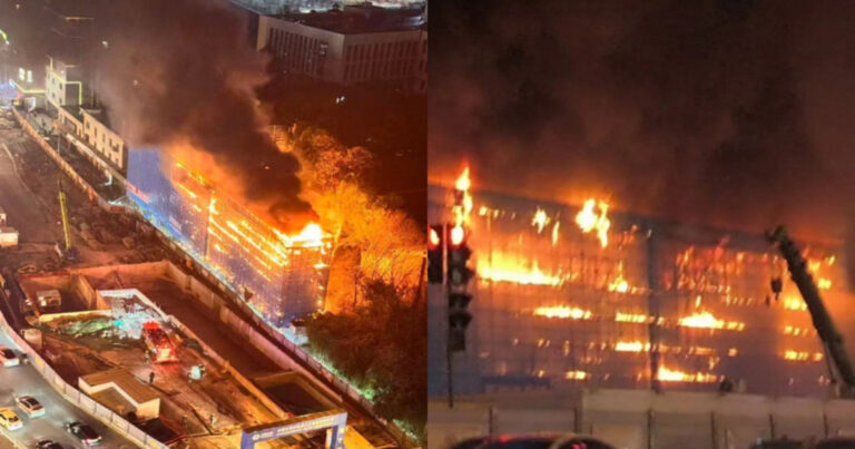 Insiden Kebakaran Besar Seperti di Hong Kong Terulang — Sebuah Gedung Tinggi di Hunan, Tiongkok, Dilalap Api