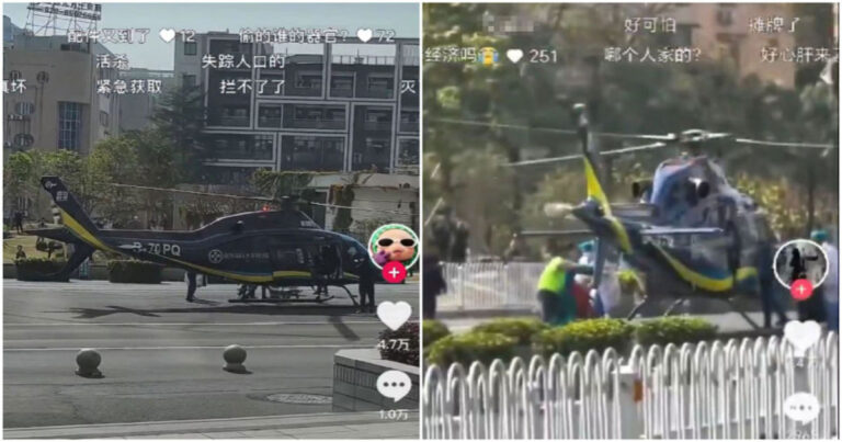 Video Jalanan di Depan Gerbang Kampus Guangzhou Ditutup, Helikopter Mendarat di Jalan Raya Diduga Angkut Organ Tubuh
