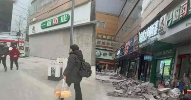 Puluhan Toko di Guizhou, Tiongkok Mendadak Ditembok Saat Tengah Malam, Seorang Pedagang Terjebak di Dalam Toko