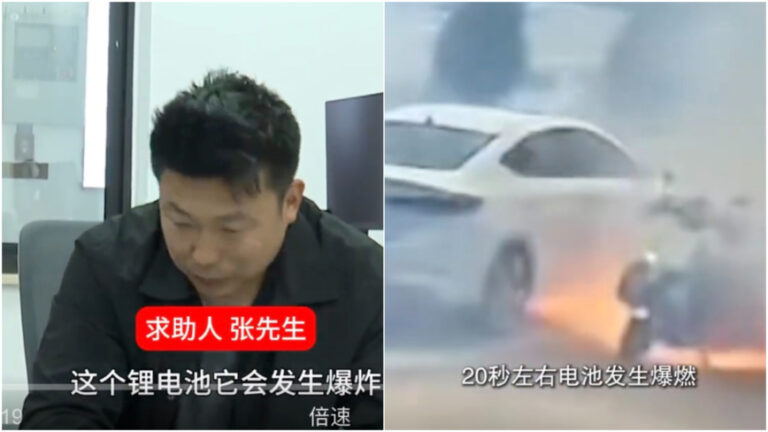 Skuter Listrik Seorang Pria Meledak Saat Dikendarai di Anhui, Tiongkok, Istrinya di Jok Belakang Terbakar