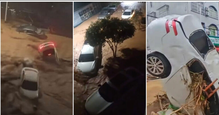 Banjir Mengepung Luodian, Guizhou, Tiongkok, Banyak Kendaraan Terseret Arus Deras