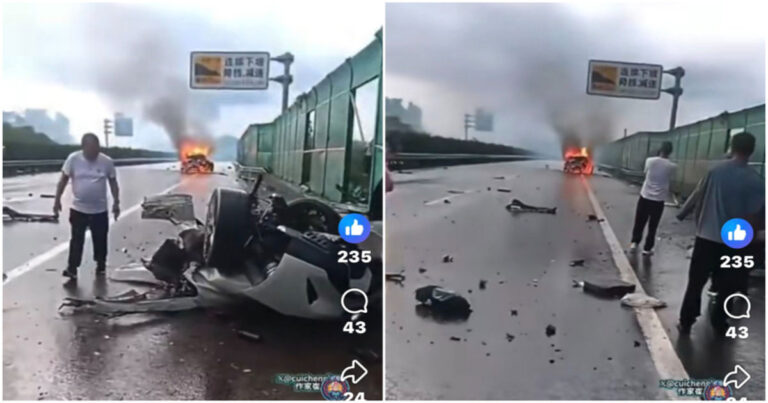Beredar Kabar Mobil Xiaomi Terbelah Dua di Jalan Tol dan Bagian Depannya Langsung Terbakar