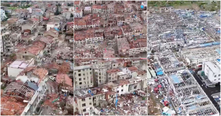 Rekaman Udara yang Menggemparkan Saat Tornado Menerjang Hubei, Tiongkok : Kawasan Permukiman Tampak Seperti Medan Perang