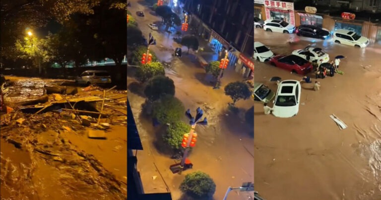 Sichuan, Tiongkok  Dilanda Banjir, Banyak Kendaraan Terseret Arus; Rekaman Kondisi Mengerikan Beredar