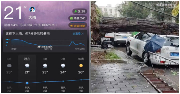 8 Distrik di Beijing Keluarkan Peringatan Hujan Lebat, 7 Distrik Peringatan Hujan Es; Pohon Besar Tercabut Hingga ke Akar 