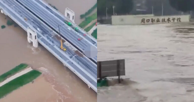 Tiga Tanggul Sungai Jebol di Henan, Tiongkok, Banjir Mengalir Masuk ke Kota, Rumah Sakit dan Sekolah Terendam